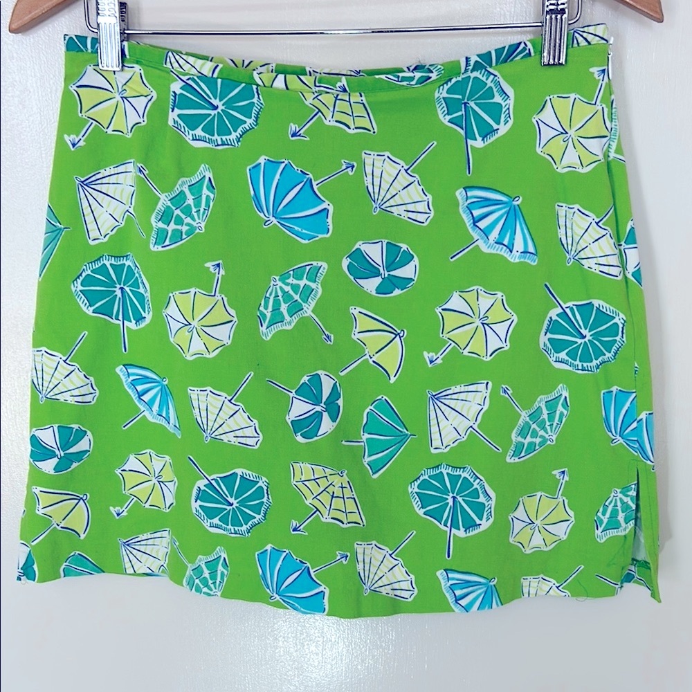 Briggs Green, blue, yellow & white Umbrella Print Skort, size 12